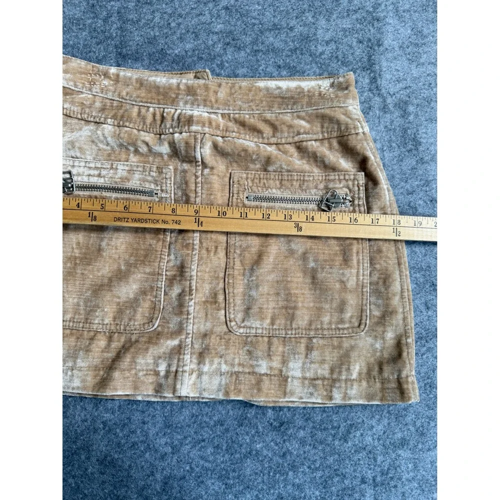 Free People Dust to Dust Crushed Velvet  Sz 4 Mini Skirt Camel Gold